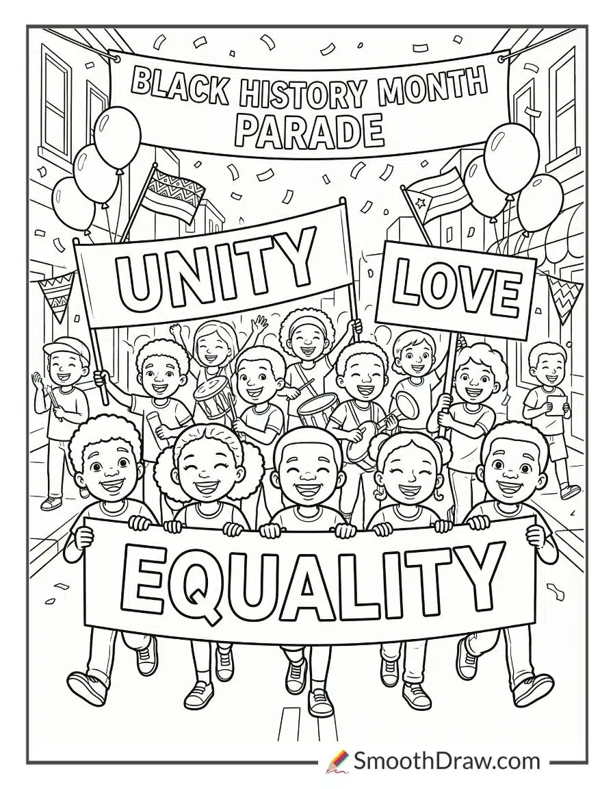 Kids Celebrating Black History Month Parade