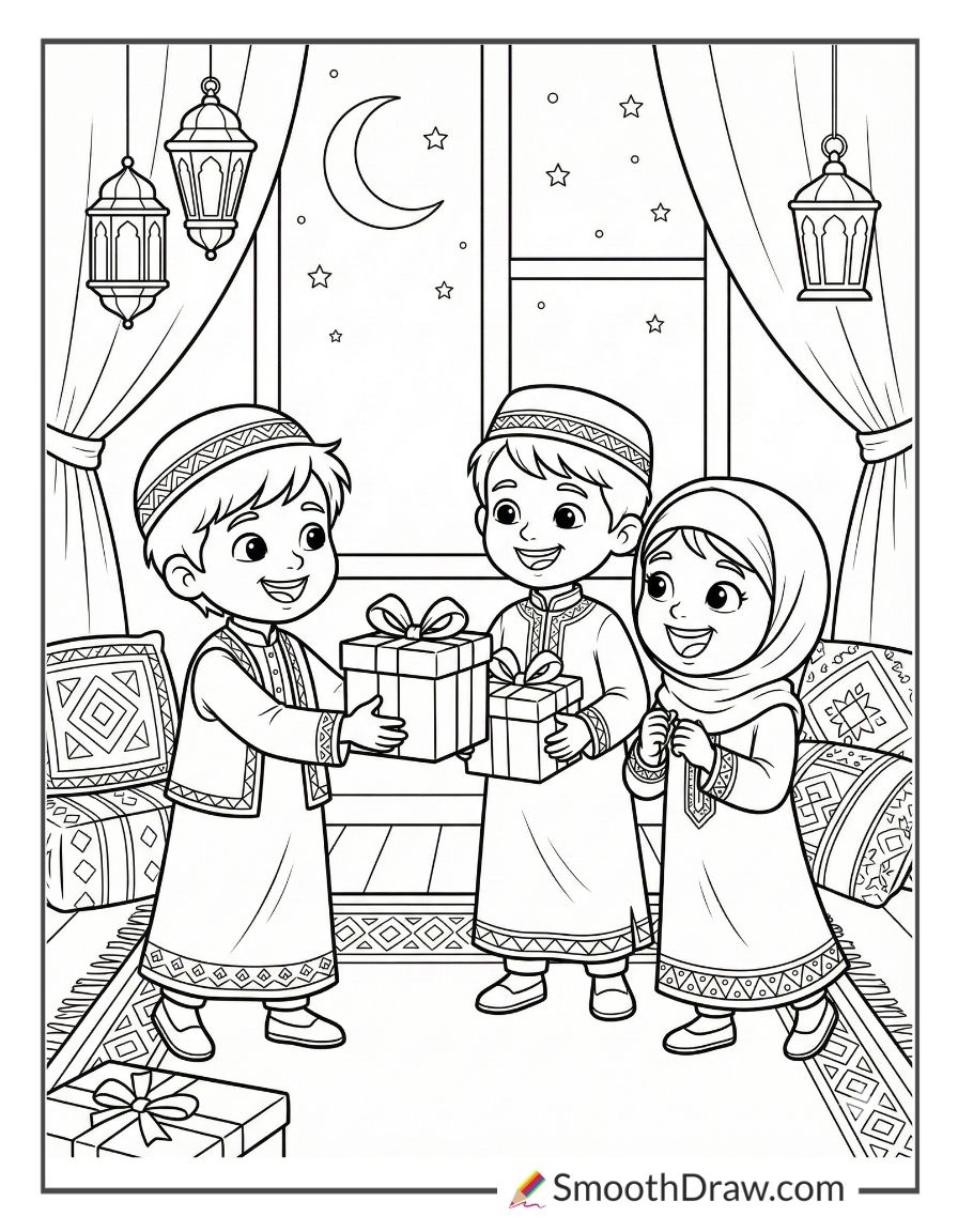 Kids Exchanging Ramadan Gifts