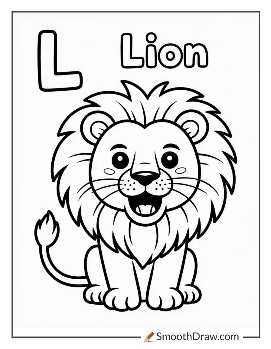 L For Lion Alphabet Coloring Page