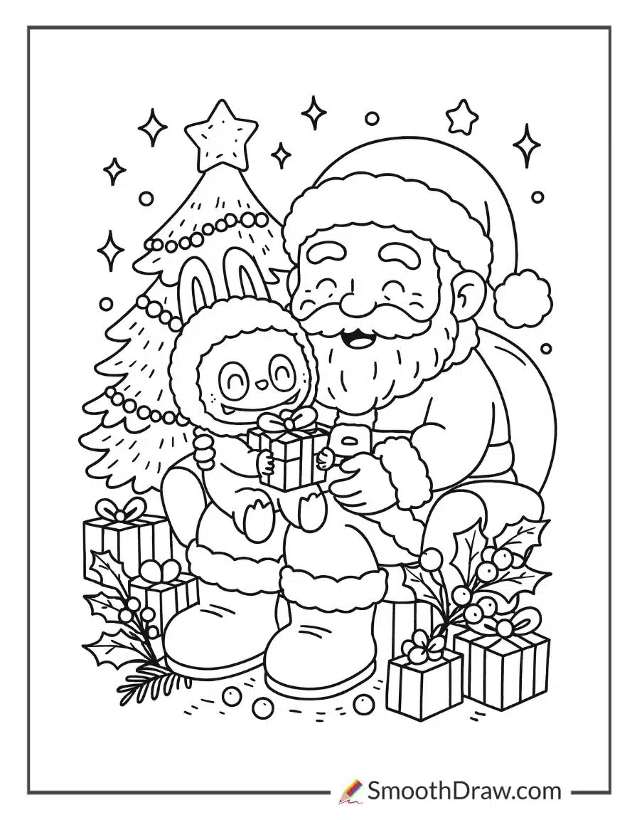 Labubu Christmas coloring page