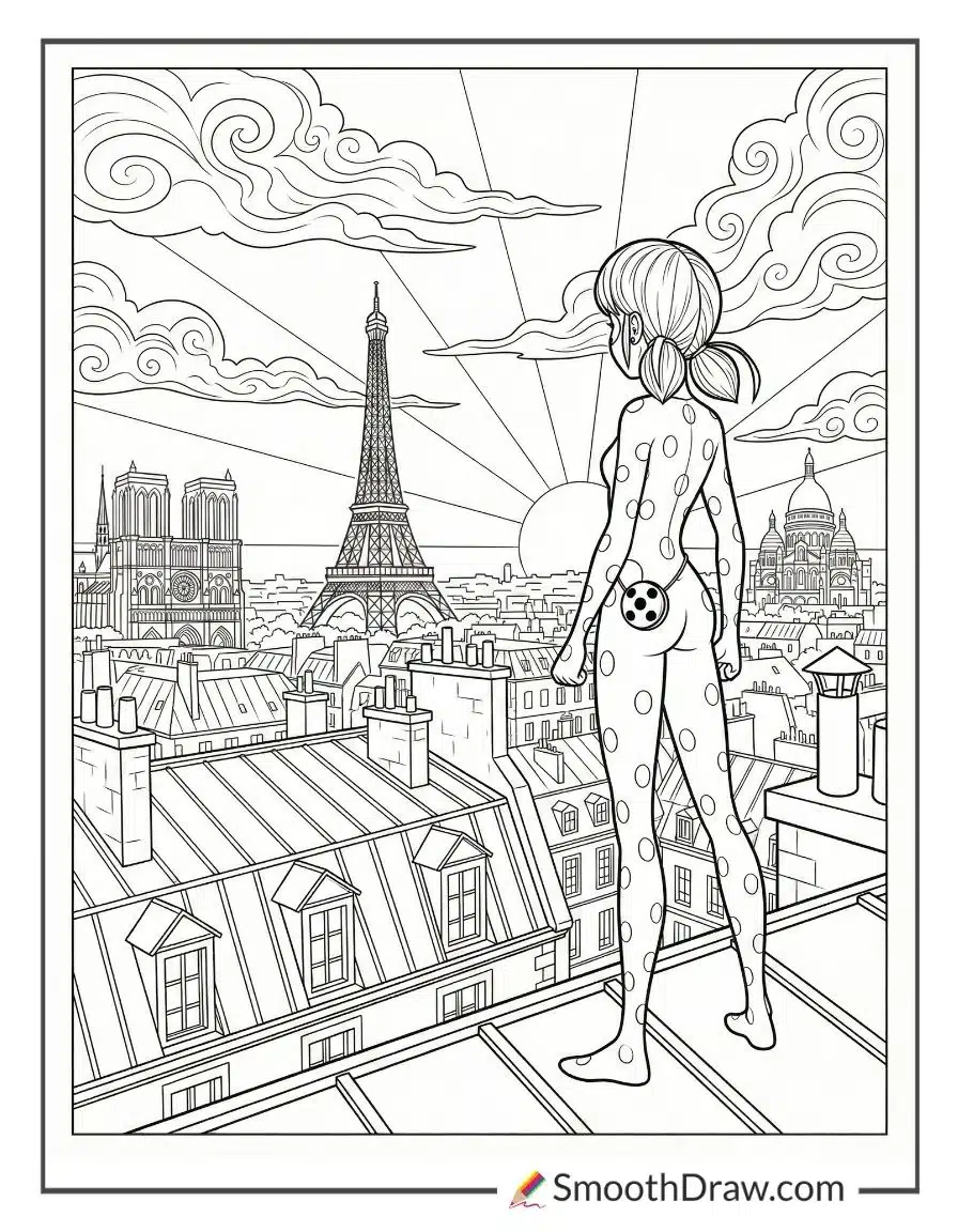 Ladybug On Rooftop At Sunset