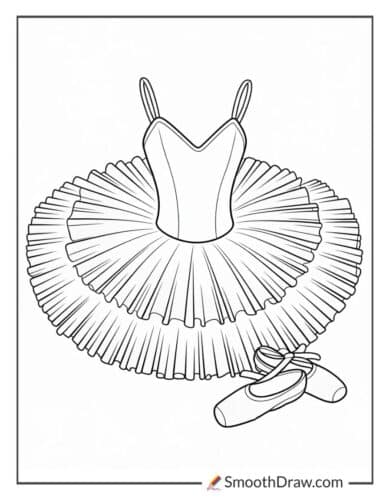 Layered Tutu Dress For Ballet Coloring Sheet