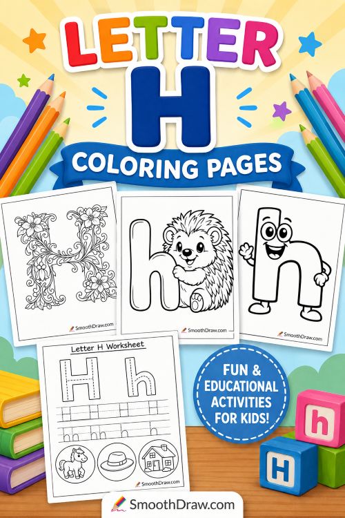 Letter H coloring pages f