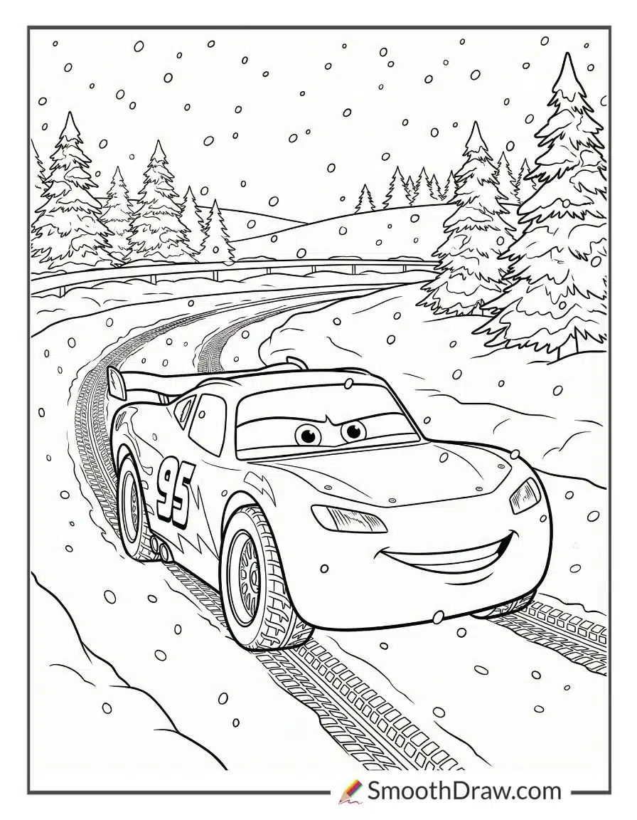 Lightning McQueen In A Snowy Race