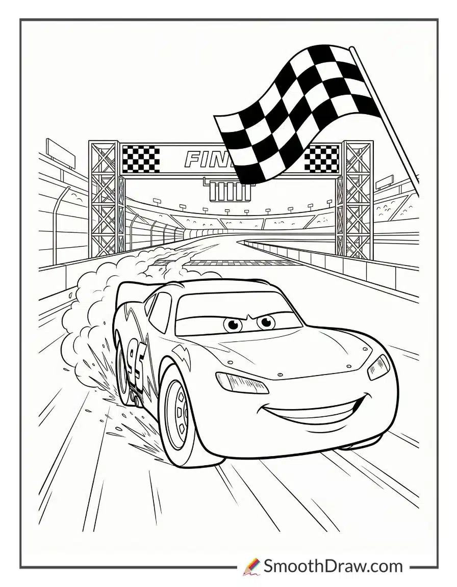 Lightning McQueen Racing Down The Track