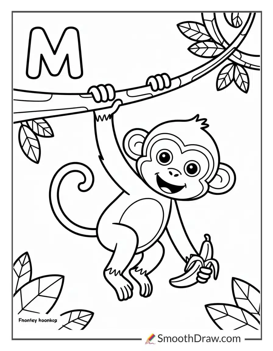 M For Monkey Swinging From A Tree