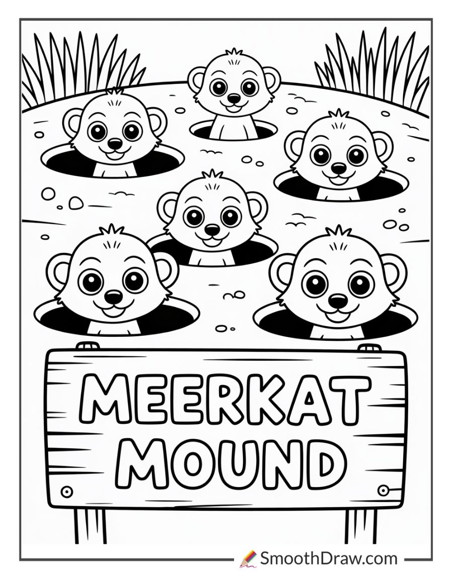 Meerkats Peeking Out Of Holes