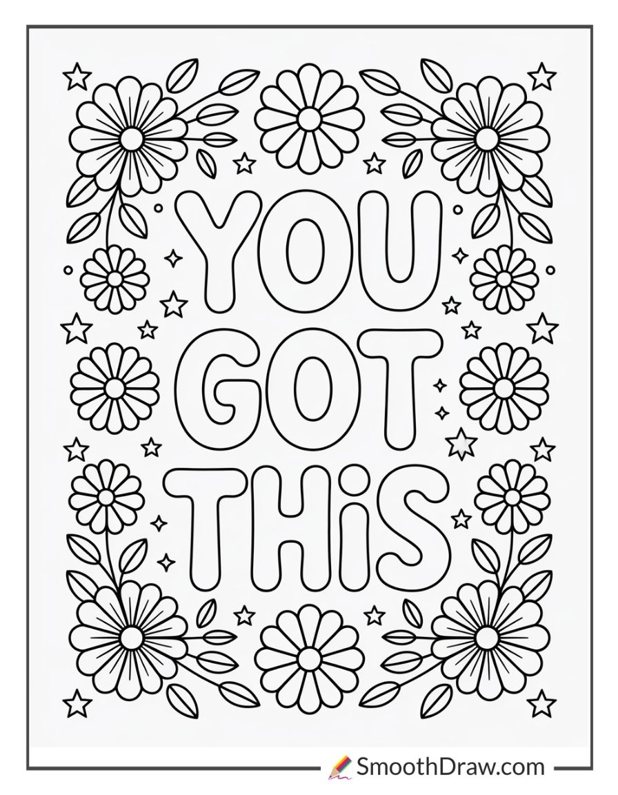 Motivational Quote Art Coloring Sheet