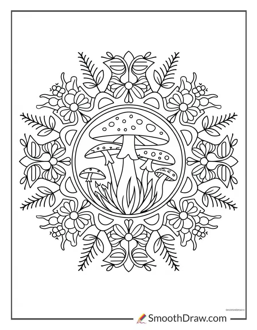 Mushroom coloring page for adults