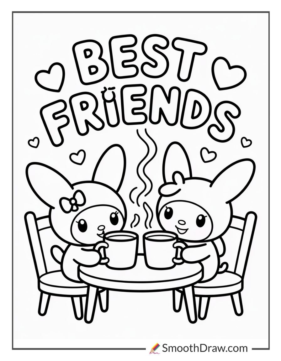 My Melody Drinking Hot Cocoa With Kuromi