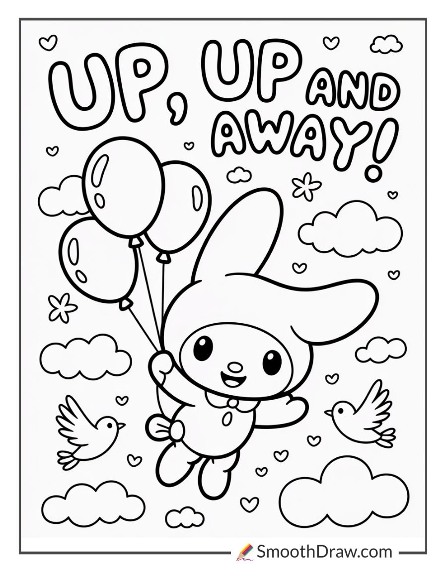 My Melody Flying With Balloons In The Sky