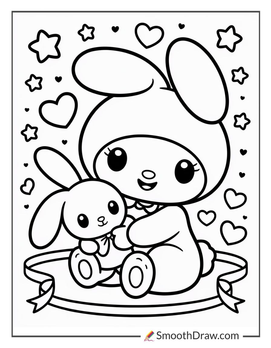 My Melody Holding A Cute Bunny Doll