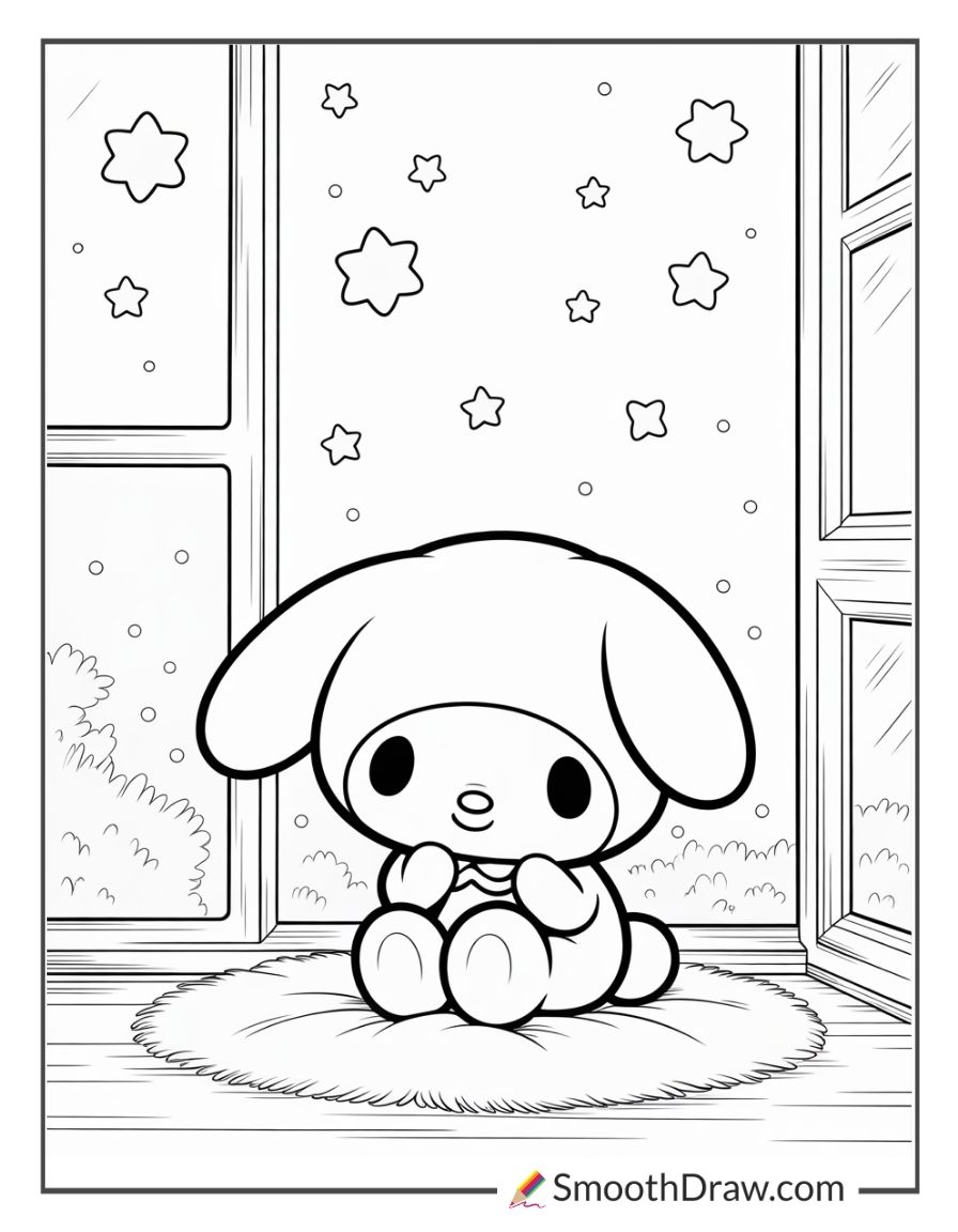 My Melody Sitting By A Window With Stars