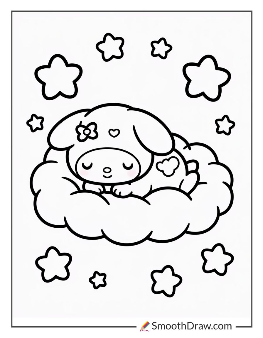 My Melody Sleeping On A Fluffy Cloud