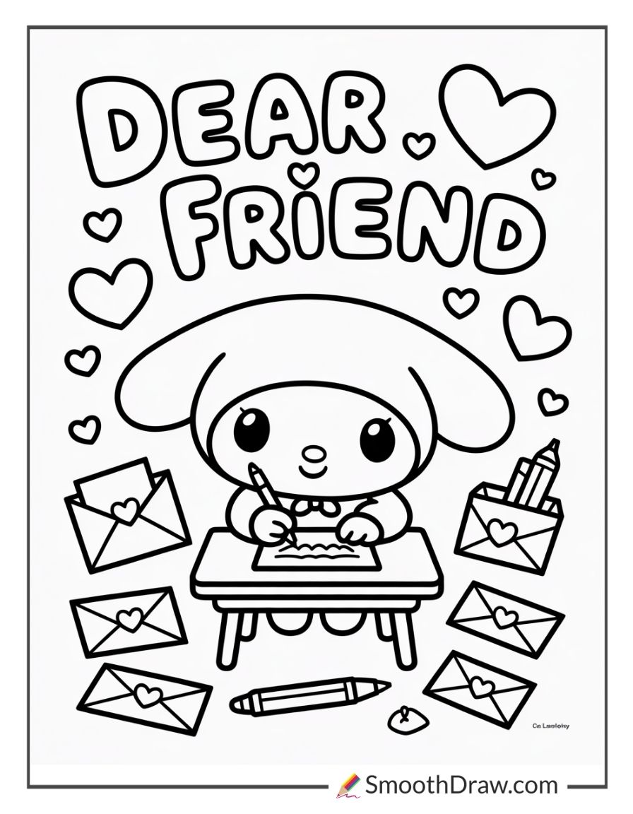 My Melody Writing A Letter To Friends
