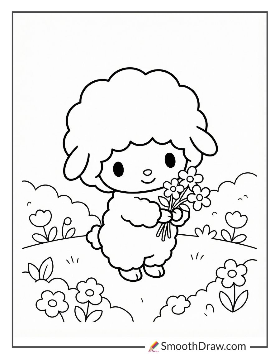 My Sweet Piano Picking Spring Flowers Coloring Page