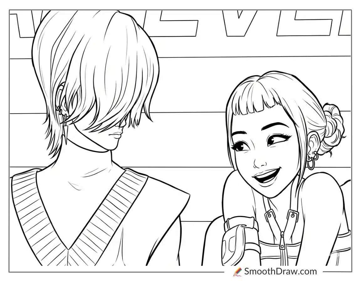 Mystery Saja flirting with Zoey