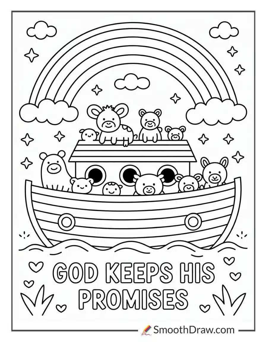 Noahs Ark With Rainbow Verse