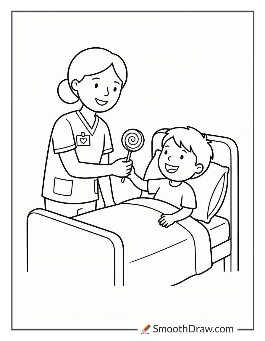 Nurse Giving Child A Lollipop