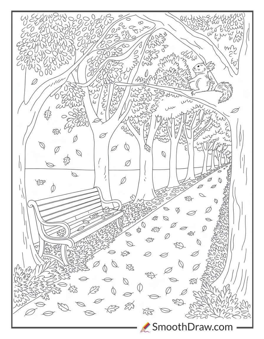 October Leaves Falling From Trees