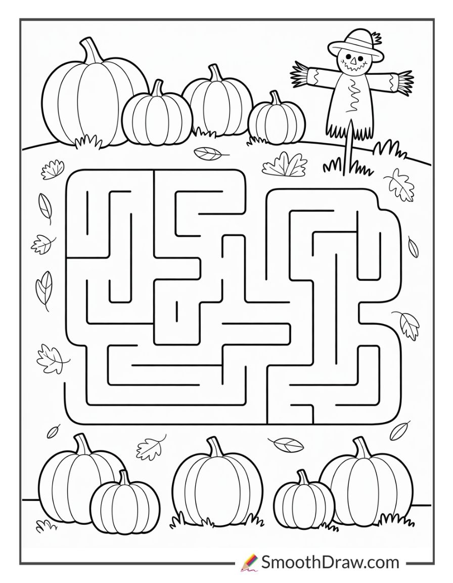 October Maze Coloring Sheet