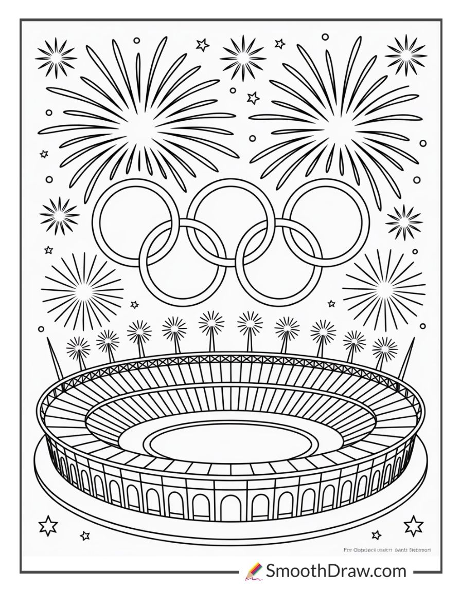 Olympic Fireworks Coloring Page