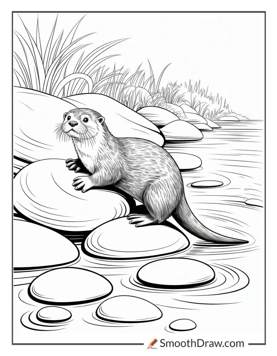 Otter Climbing On Rocks