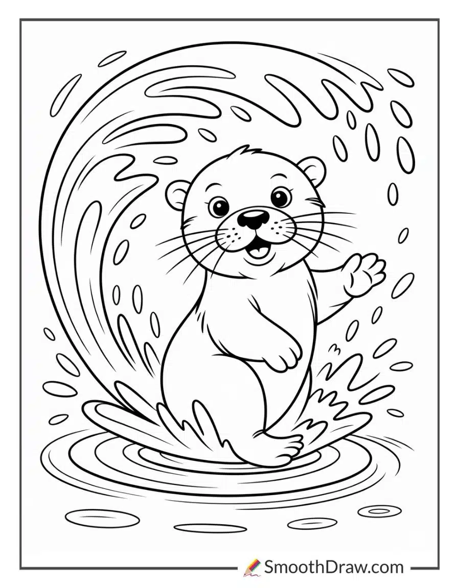 Otter Splashing Water Playfully