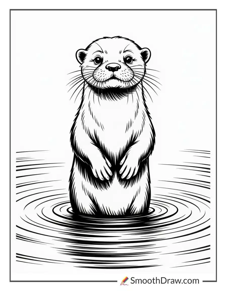 Otter Standing Upright In Water