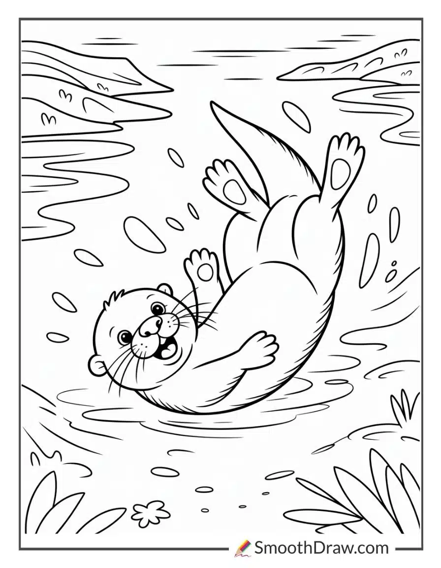 Otter Waving Paw Coloring Page