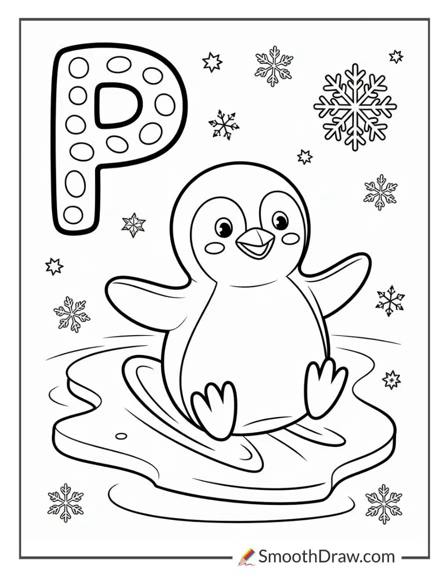 P For Penguin Fun Page For Coloring