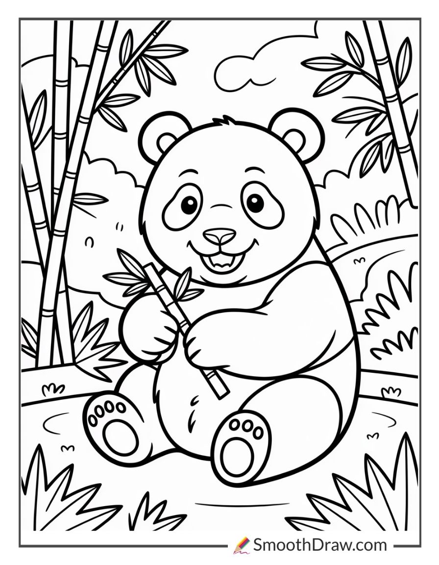 Panda Eating Bamboo At The Zoo