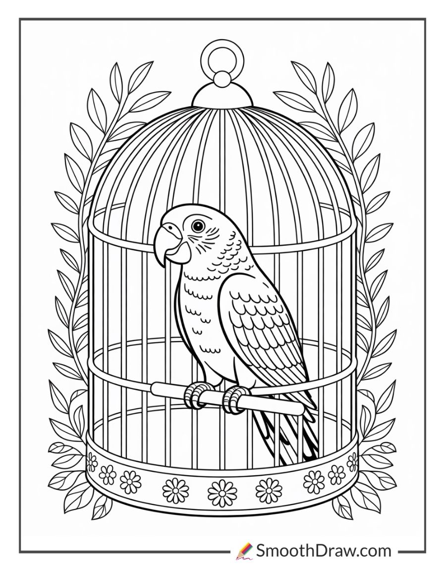 Parrot in a birdcage