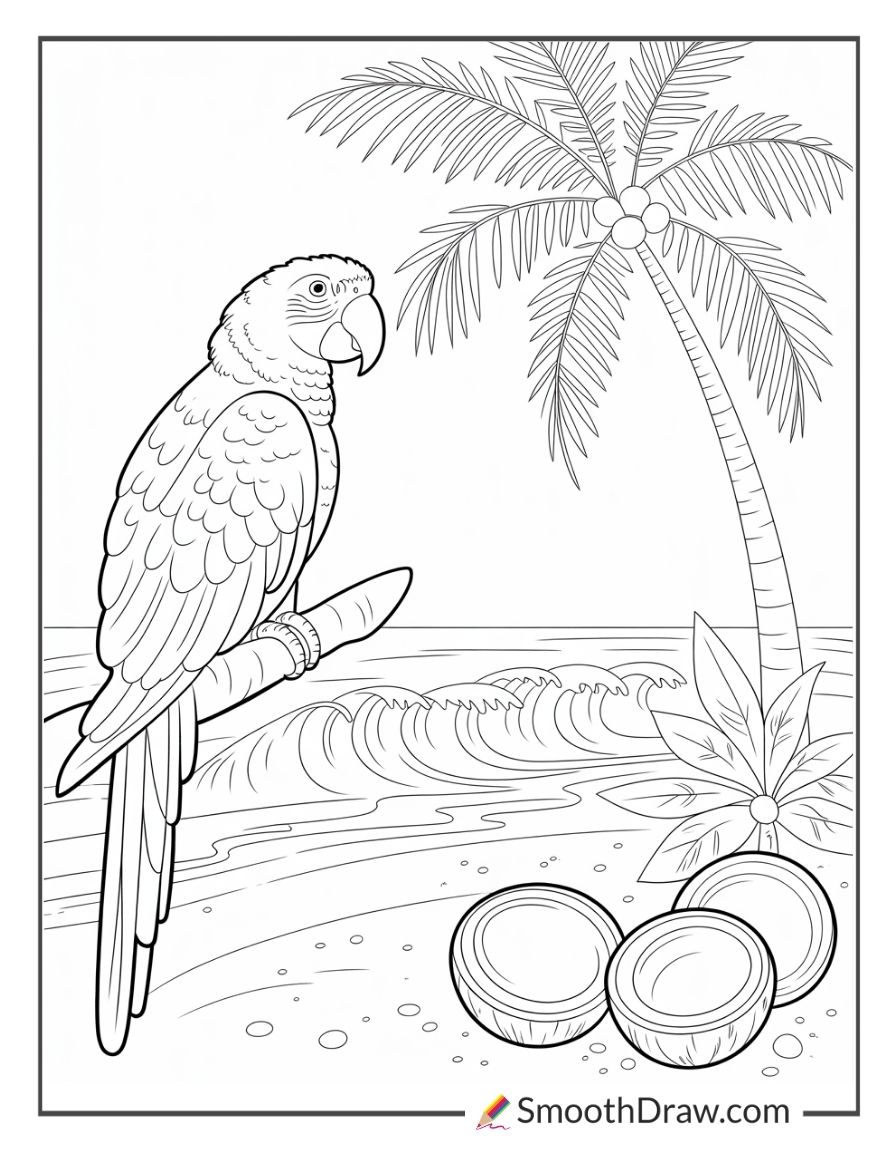 Parrot in a tropical island