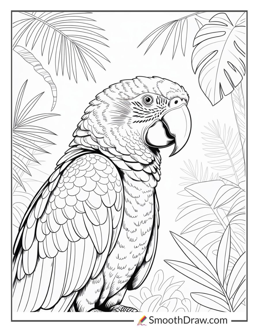 Parrot with detailed feathers