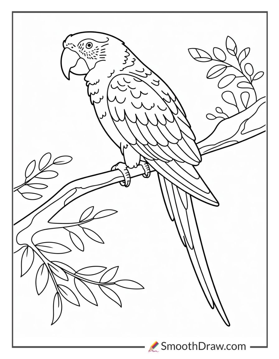 Parrot with long tail feathers