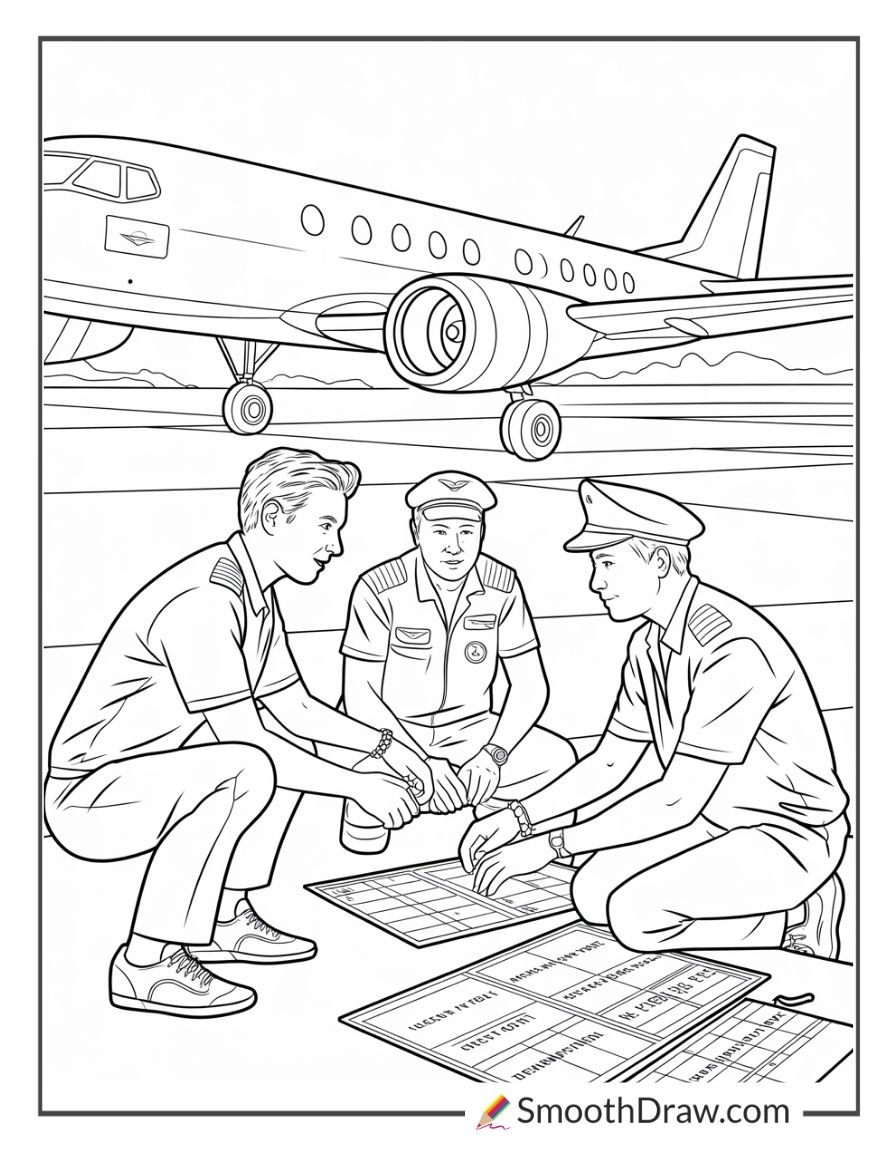 Pilot And Crew Getting Ready