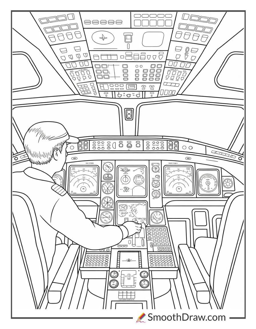Pilot Checking Flight Instruments