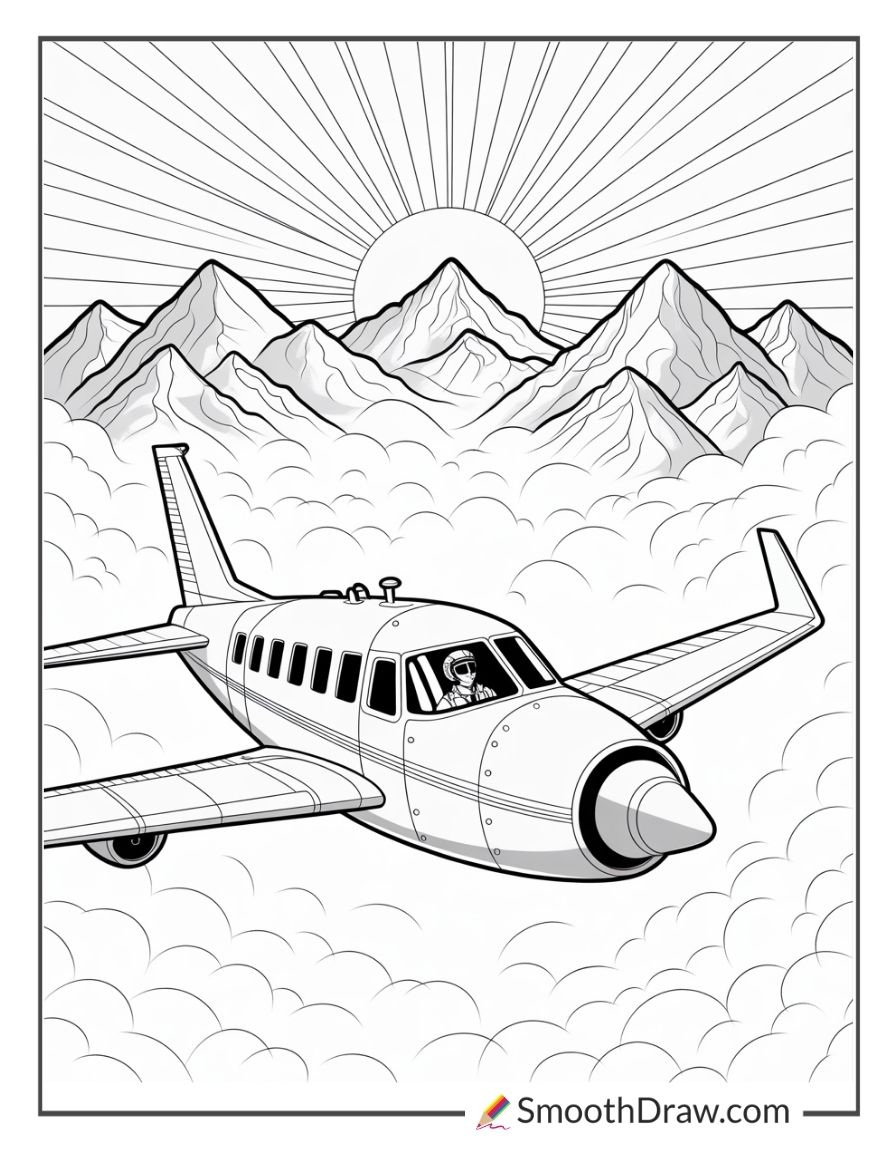 Pilot Flying Over Mountains