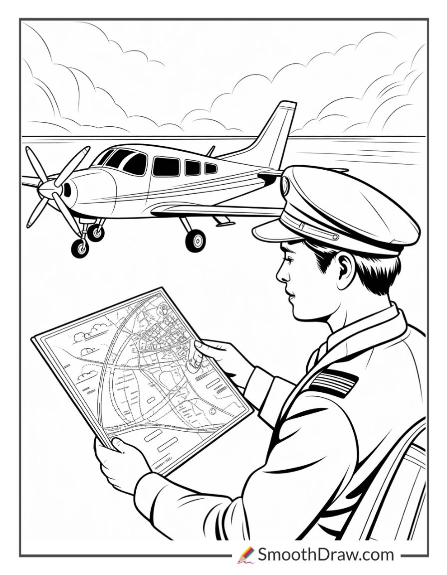 Pilot Holding Flight Map