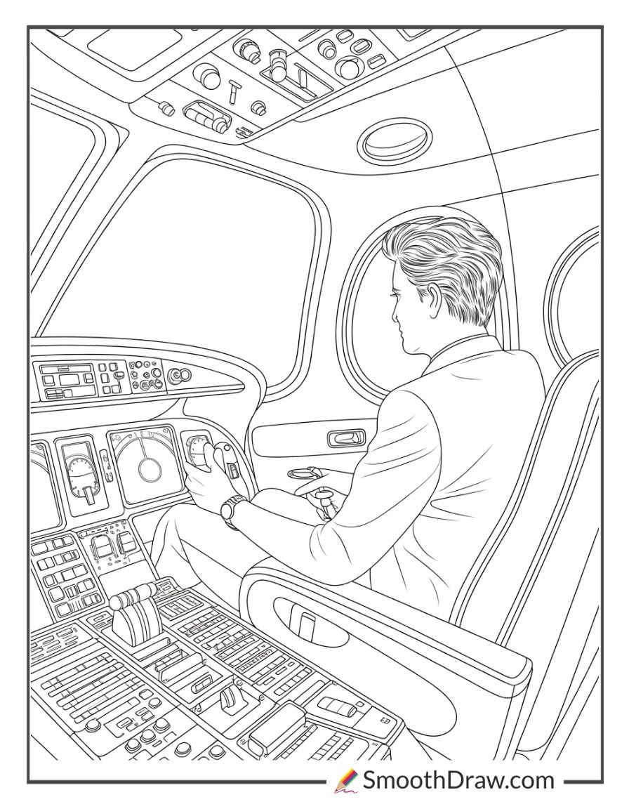 Pilot Inside A Private Jet