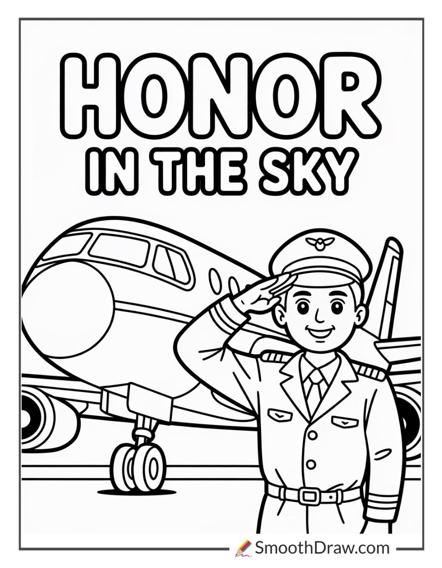 Pilot Saluting Beside Airplane