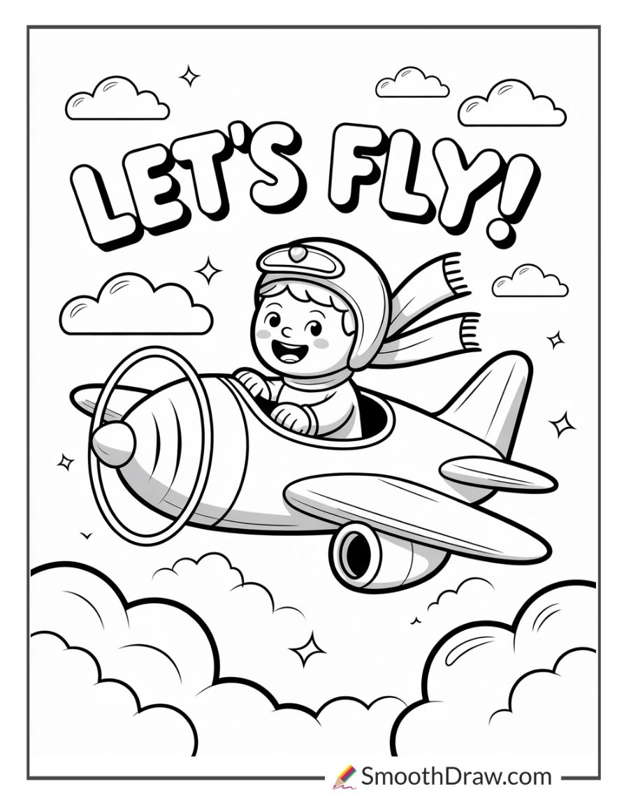 Pilot Steering Plane Through Clouds