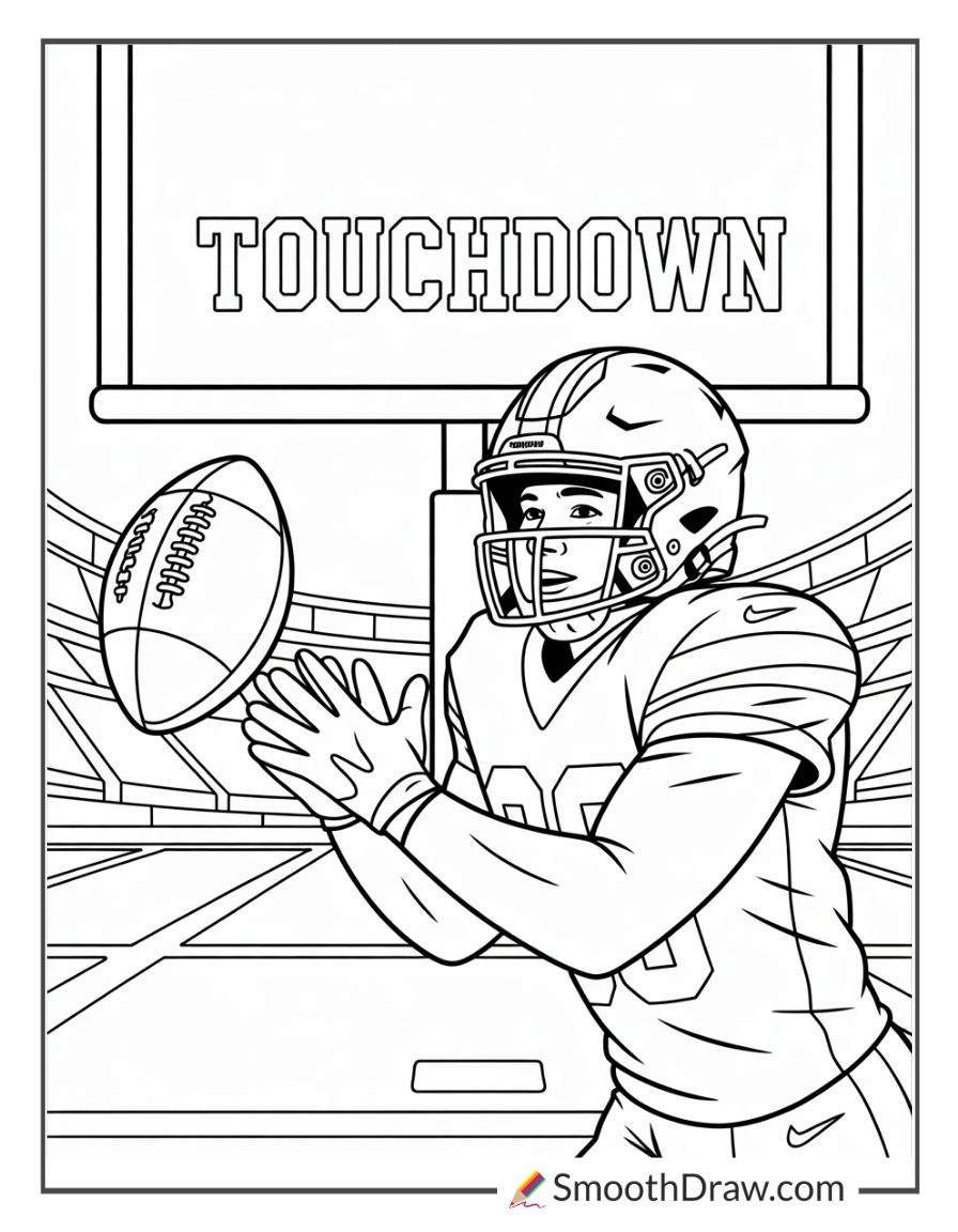 Player Catching Pass In Endzone