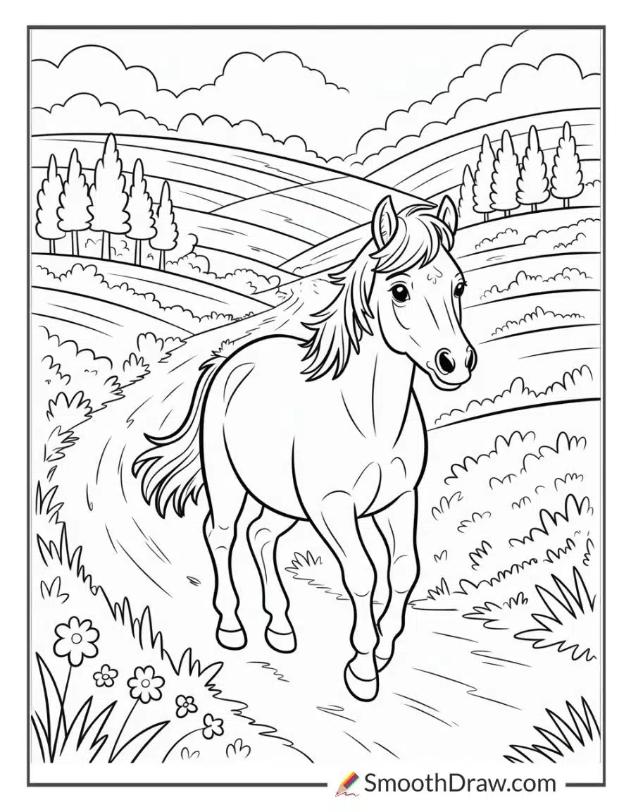 Pony Trotting On A Country Trail