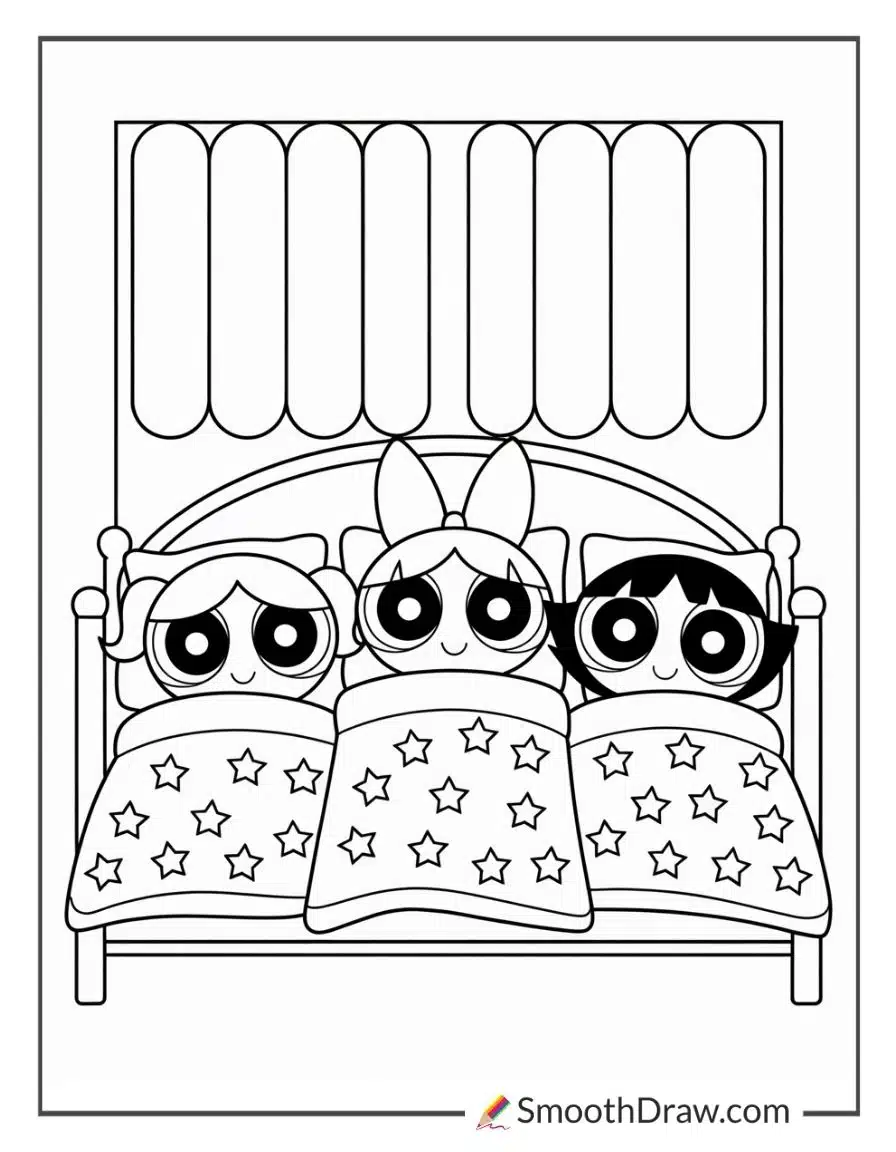 Powerpuff Girls Bedtime Coloring Sheet