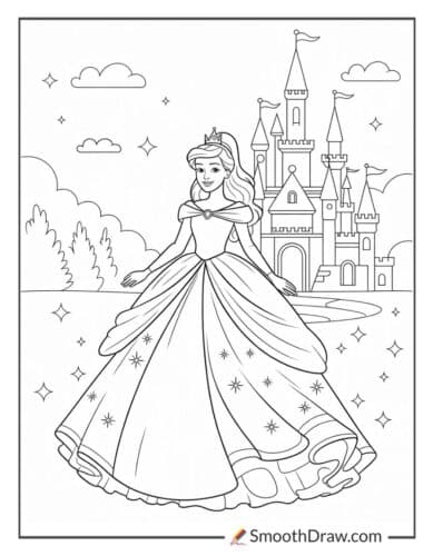 Princess Dress With Castle Background
