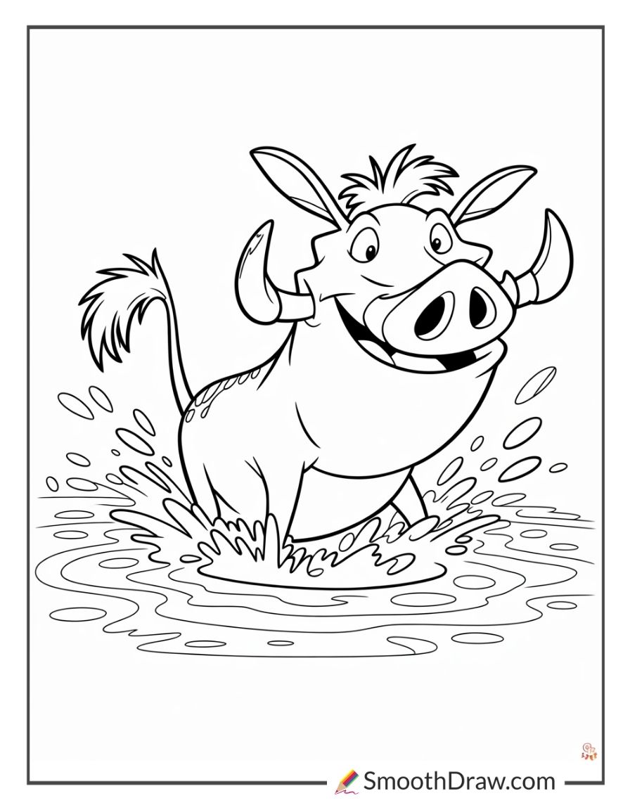 Pumbaa Splashing In The Mud