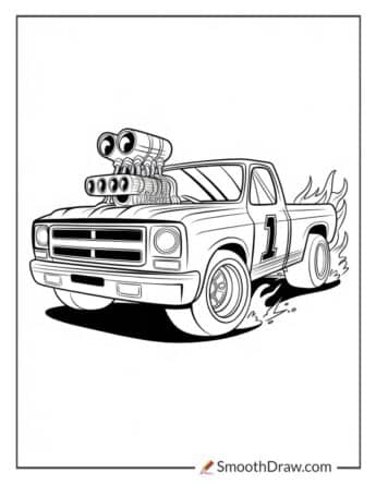 Racing Pickup Truck Coloring Page