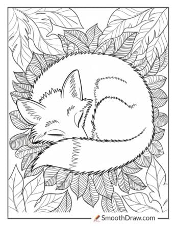 Realistic fox coloring sheet